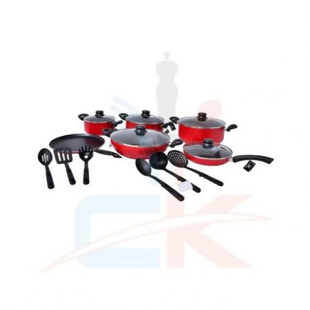 Crockery King 17 Pcs Non Stick Cookware Set