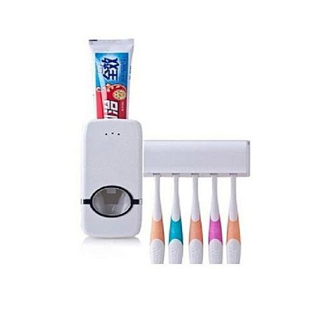 Deals Pk Toothpaste Dispenser & Toothbrush Holder Set White