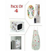Ghulam Hussain Pack of 4 Kitchen Covers Microwave, Fridge, Apron, Fridge