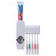 H&J Enterprises Toothpaste Dispenser with Toothbrush Holder Set White