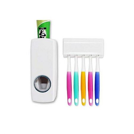 Hotline Toothpaste Dispenser with Toothbrush Holder White