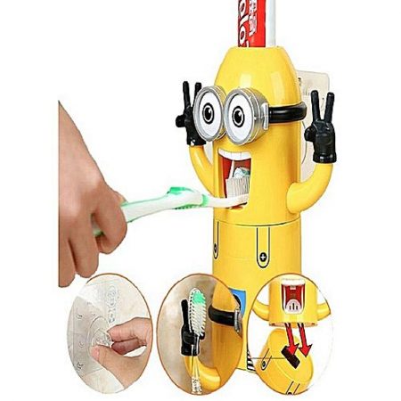 HS Collections Minion Tooth Paste Dispenser With Brush Holder