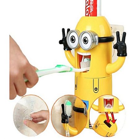 JanJee Minion Tooth Paste Dispenser With Brush Holder