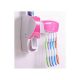 Let's Shop Toothpaste Dispenser With Toothbrush Holder Pink & White