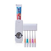 Move2Mart Auto Toothpaste Dispenser With Toothbrush Holder White
