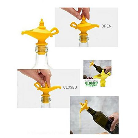 shah g crockery Lamp Shape Oil Dispenser Nozzle With Stopper Yellow