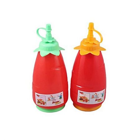 Shop2Home Pack of Two 625 ml Red Squeeze Ketchup, Condiment & Sauce Bottles Dispenser