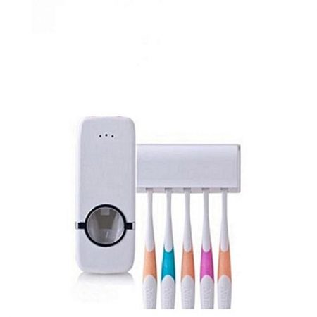 SMART GADGETS Toothpaste Dispenser & Toothbrush Holder Set White