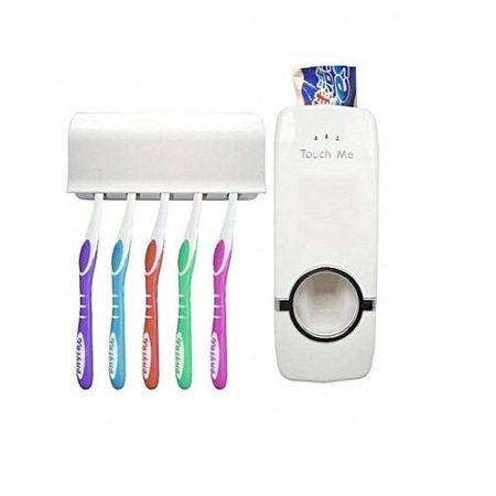 Technical Store Automatic Toothpaste Dispenser & Toothbrush Holder White