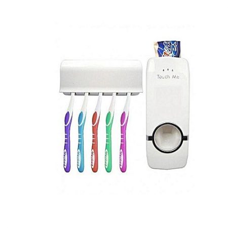 Toothpaste Dispenser with Tooth Brush Holder White