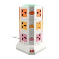 5 Dollar Shop Vertical Secure Power Sockets with USB Port Multicolor