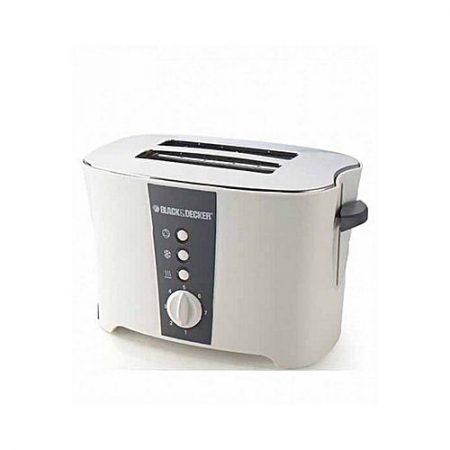 Black + Decker ET122 Toaster 2 Slice Long Slot With Cool Touch White & Grey