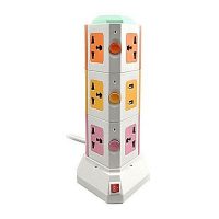 Market Vertical Secure Power Sockets with USB Port Multicolor