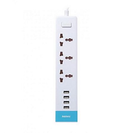 Remax 3 Power Socket 4 USB Charger Power Strip RUS2 White