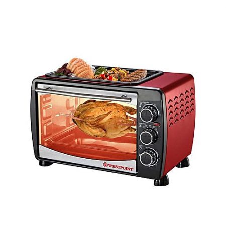 Westpoint WF2400RD 24 LTR Toaster Oven with Hot Plate Red & Black
