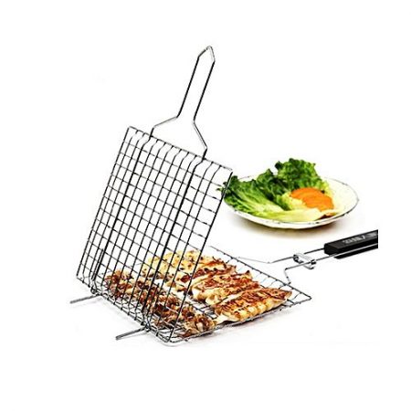 2Goodpk Fish &Chicken BBQ Grill Basket Small Silver