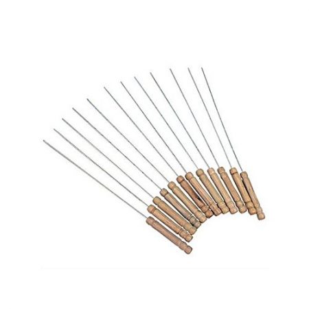 Chilman Pack of 12 BBQ Flat Wooden Handle Tikka Skewers + 1 Kg Coal