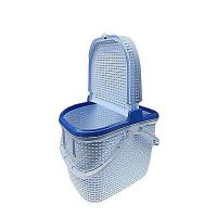 CRACKERS Portable Picnic And Carry Basket With Lid (Blue)