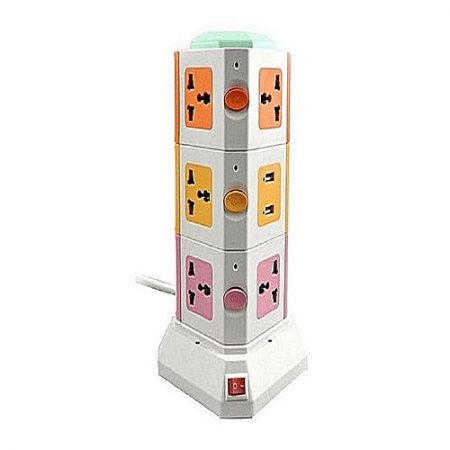 EShopStation Vertical Secure Power Sockets with USB Port Multicolor