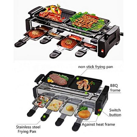 GIFTO Electric BBQ Grill With Hot Plates Black