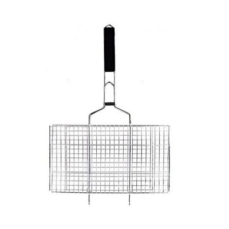 HS Collection Large Grill Basket BBQ Accessory for Fish Chicken Meat Vegetable