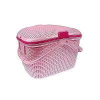 Imported Chacha Portable Picnic And Carry Basket With Lid (Pink)