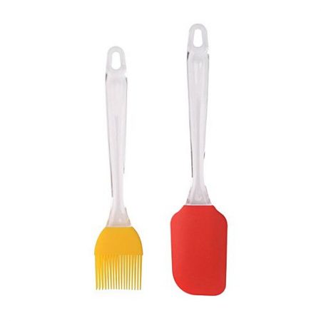 Item4u Pack of 2 Spatula &BBQ Oil Brush Transparent