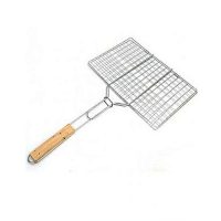 Just for you BBQ Grill Basket With Wooden Handle Silver