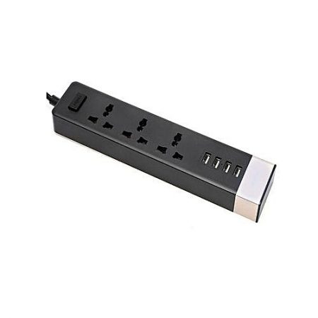 Remax RU-S2 4 USB Ports Hub and 3 Universal Plug 4.2A Power Strip Black