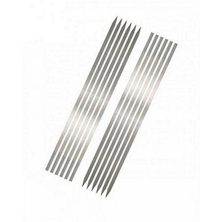 S&H Pack Of 12 BBQ Flat Tikka Skewers Silver