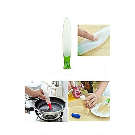 shah g crockery Silicone Bbq &Baking Oil Bottle With Brush Green