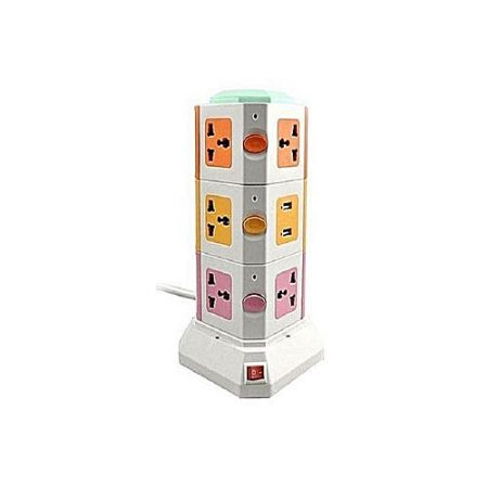 shopspk Vertical Secure Power Sockets with USB Port Multicolor