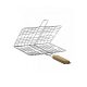 Surprisesinside BBQ Grill Basket with Wooden Handle Silver &Brown
