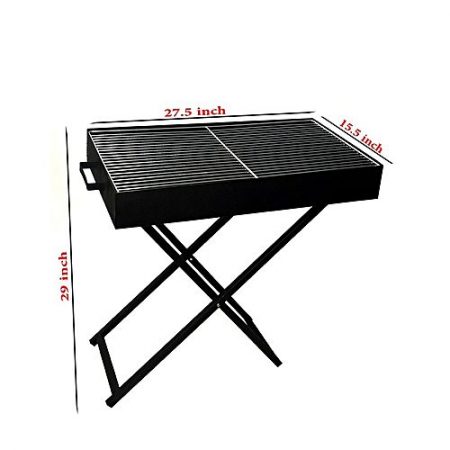 Zapple Portable Stainless Steel Charcoal Bbq Grill With Stand Black