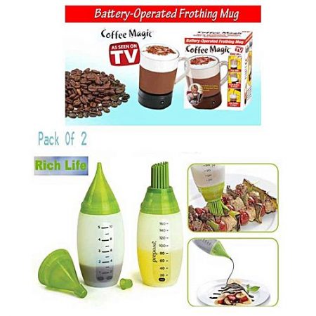 As seen on tv Pack Of 2 Bettery Opreated Coffee Mixing Mug & Bbq Chefs Bottle Kit ha468