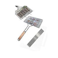 BEST OFFERS Pack Of 7 - 6 Bbq Skewers & 1 Bbq Stainless Steel Hand Grill Large ha205