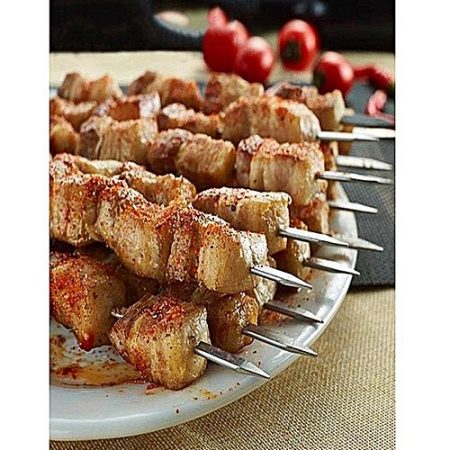 Better Deals Kabab Skewers Bbq Barbecue Skewers Flat Metal Grilling Skewers Set, Reusable Bbq Sticks - Pack Of 12 - Silver ha47