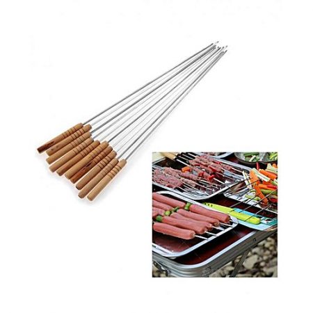 CM Steel Metal Square BBQ Skewer For Kebab - 6 Pcs - Silver ha333