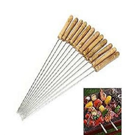 CRACKERS Pack Of 12 - Bbq Wooden Handle Skewers - Brown ha388