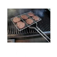 Dynamic Mart BBQ Grill Basket with Wooden Handle - Silver ha146