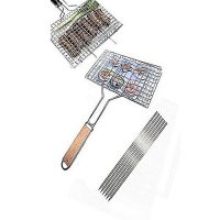 Euro Traders 6 Bbq Skewers & 1 Bbq Stainless Steel Hand Grill Large ha417