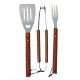 Gardenia BBQ Tool Set with Wooden Handle - 3pcs - Brown & Silver ha268