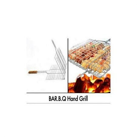 Hot deals BBQ Grill Basket with Wooden Handle - Silver ha216