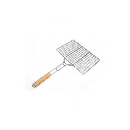 Hot deals BBQ Grill Basket with Wooden Handle - Silver ha281