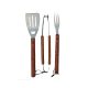 Hot deals Gardenia BBQ Tool Set with Wooden Handle - 3pcs - Brown & Silver ha224