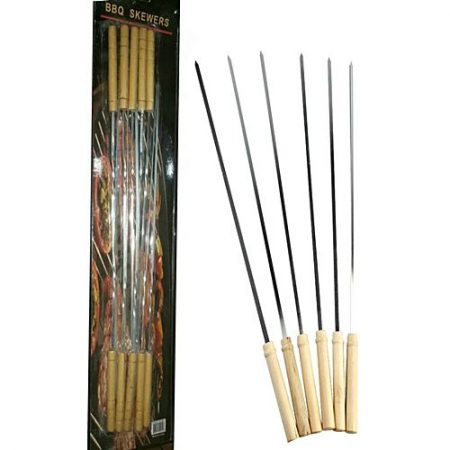 Hot deals Pack Of 10 - BBQ Flat Skewers with Wooden Handle - 38cm - Brown ha206