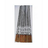 Khatri collection Pack Of 12- Bbq Stainless Stick With Wooden Handle ha115