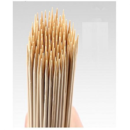 KHAWAJA BEDDING STYLES Wooden Bamboo Shashlik Sticks - 45 Pcs - Brown ha68