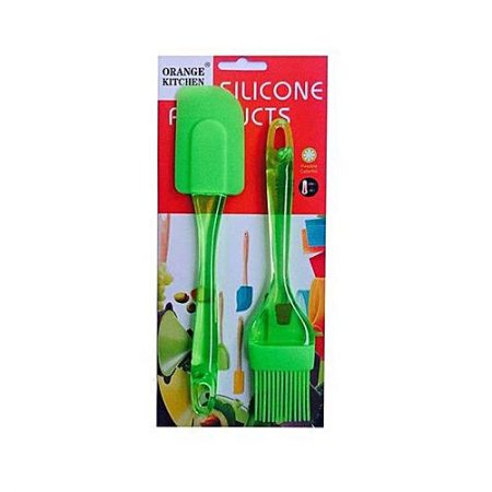 Madni Enterprise Pack Of 2 - Cake Spatula & Bbq Oil Brush - Green ha393