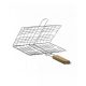 Surprisesinside BBQ Grill Basket with Wooden Handle - Silver & Brown ha192